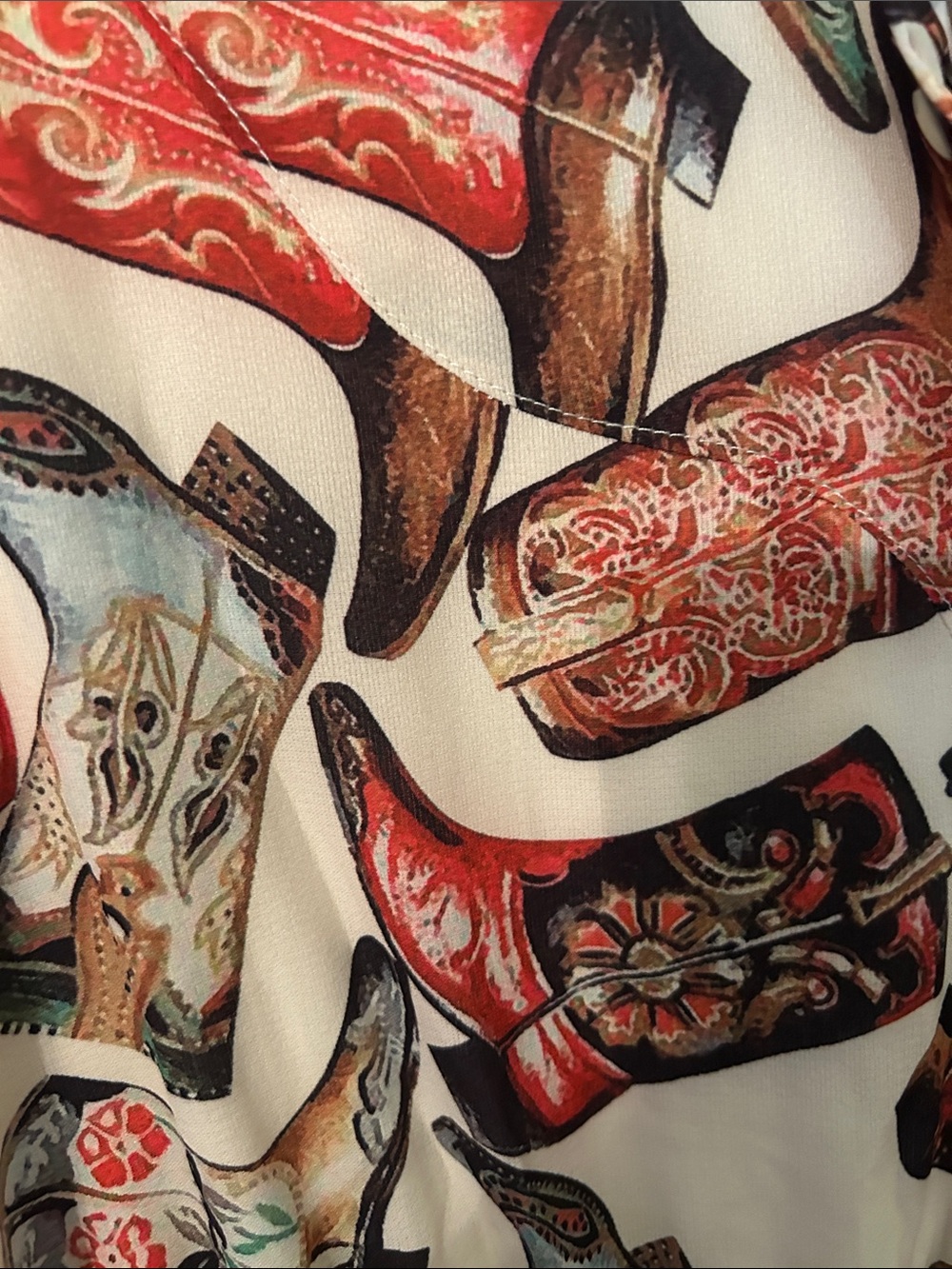 Fashion Express Cowboy Boot Print Midi Dress - White/Multi - Picture 4 of 8